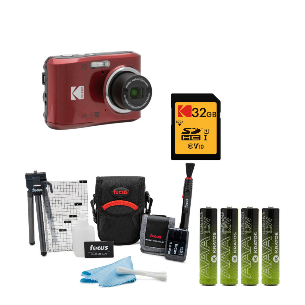 Kodak PIXPRO FZ43 Friendly Zoom Digital Camera (Red) Bundle
