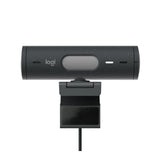 Logitech Brio 500 Webcam with Selfie Ring Light Stand and USB Hub (Graphite)