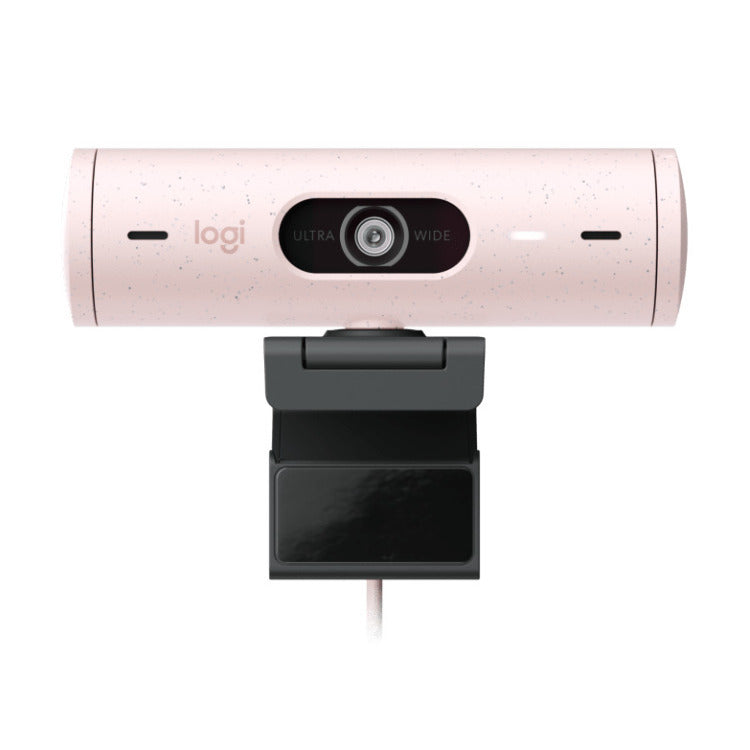 Logitech Brio 500 Webcam with Selfie Ring Light Stand and USB Hub (Rose)