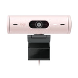 Logitech Brio 500 Webcam with Selfie Ring Light Stand and USB Hub (Rose)