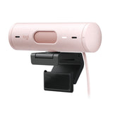 Logitech Brio 500 Webcam with Selfie Ring Light Stand and USB Hub (Rose)