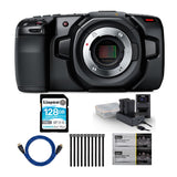 Blackmagic Design Pocket 4K Cinema Camera with 2 Batteries and Accessory Bundle