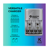 Kratos Power Rapid Travel Charger with 4 AA NiMH Rechargeable Batteries