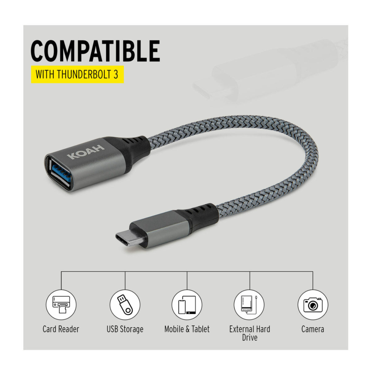 Koah USB 3.0 to USB-C Adapter (Up to 5Gbps Data Transfer Speeds)