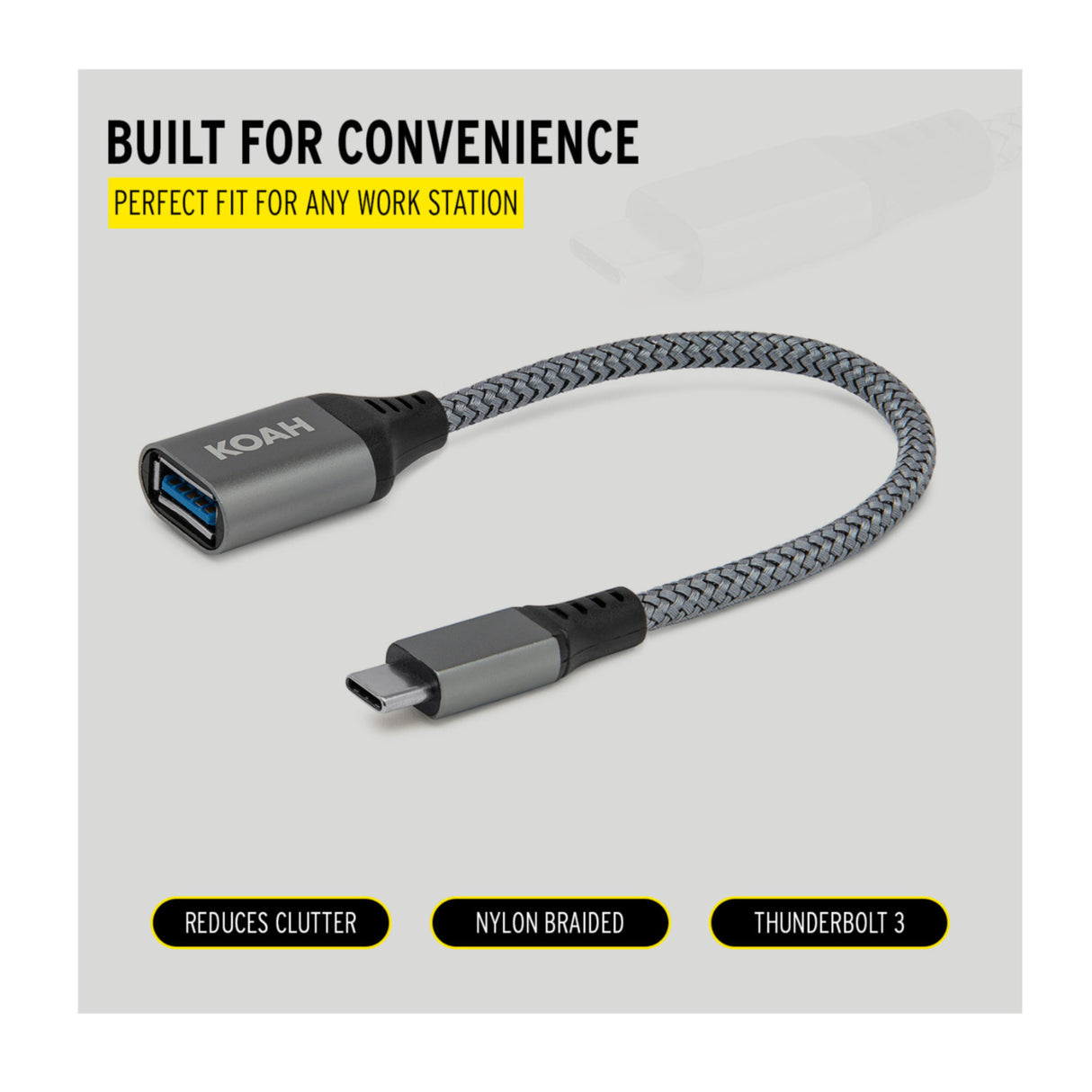 Koah USB 3.0 to USB-C Adapter (Up to 5Gbps Data Transfer Speeds)