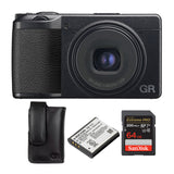 Ricoh GR IIIx Digital Camera with Soft Case, Rechargeable Lithium-Ion Battery and 64GB SD Card