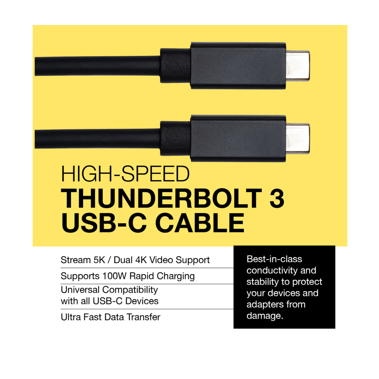 Koah Thunderbolt 3 (USB-C) Cable (40 Gbps, 2.5')