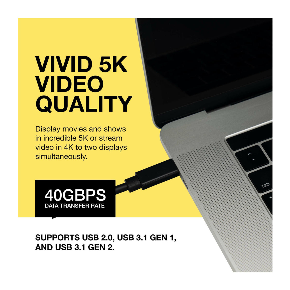 Koah Thunderbolt 3 (USB-C) Cable (40 Gbps, 2.5')