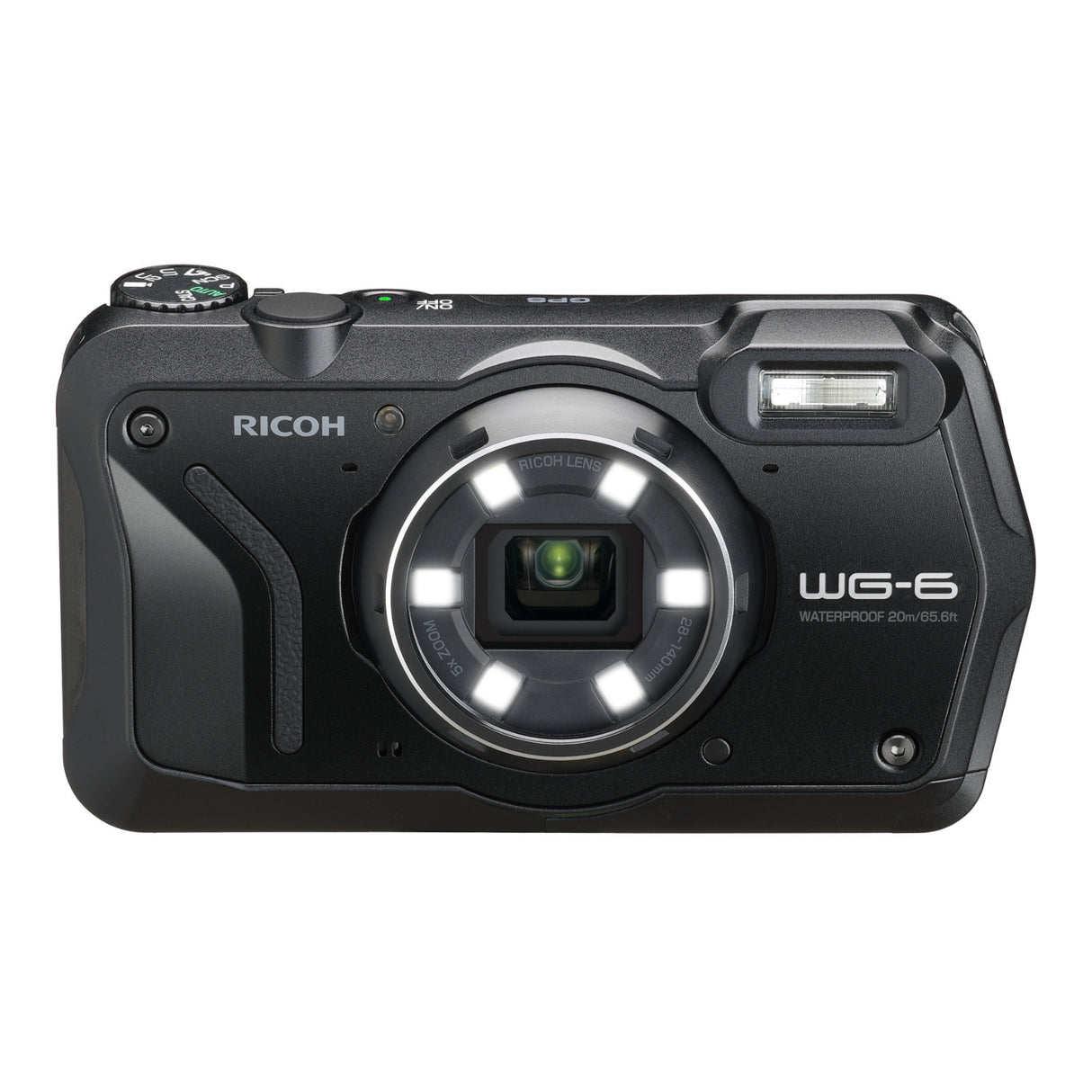 Ricoh WG-6 Digital Camera (Black) with Gadget Bag with Cleaning Kit and 64GB Memory Card