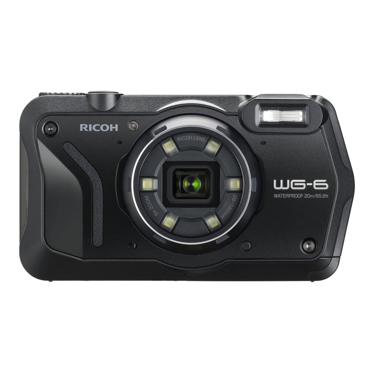 Ricoh WG-6 Digital Camera (Black) with Gadget Bag with Cleaning Kit and 64GB Memory Card