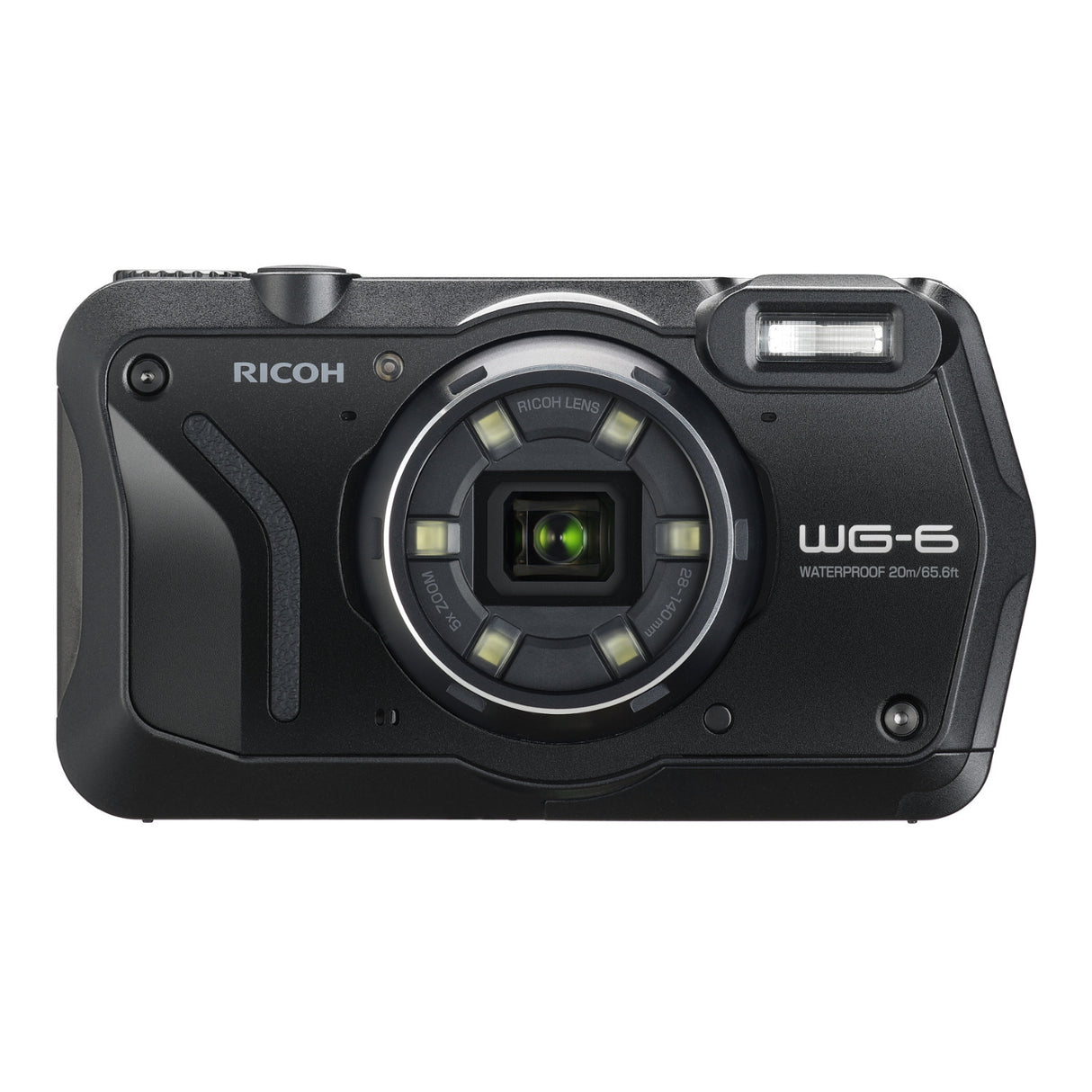 Ricoh WG-6 Digital Camera (Black) with Gadget Bag with Cleaning Kit and 64GB Memory Card