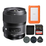 Sigma 35mm f/1.4 Art DG HSM Lens for Canon DSLR Camera with 1TB Hard Drive and 64GB SD Card Bundle