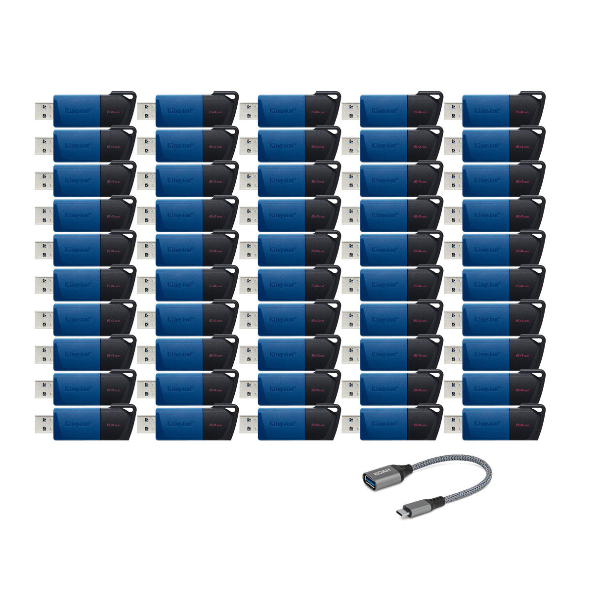 Kingston DataTraveler Exodia M 64GB USB 3.2 Flash Drive (50-pack) with USB-C adapter
