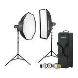 Westcott FJ400 Strobe 2-Light Location Kit and FJ-X3M Wireless Trigger with Backdrop Boards Bundle