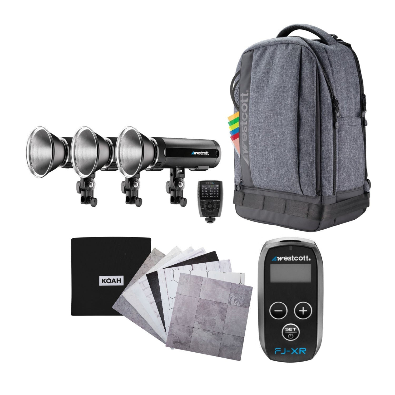 F.J. Westcott FJ200 Strobe 3-Light Backpack Kit with FJ-X2m Universal Wireless Trigger Westcott FJ200 Strobe 1-Light Backpack Kit w⁄ FJ-X3m Universal