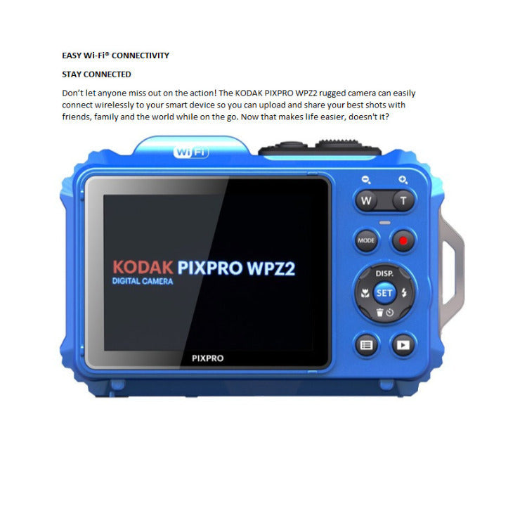 Kodak PIXPRO WPZ2 Rugged Waterproof 16MP Digital Camera with 4x Optical Zoom (Blue) Bundle