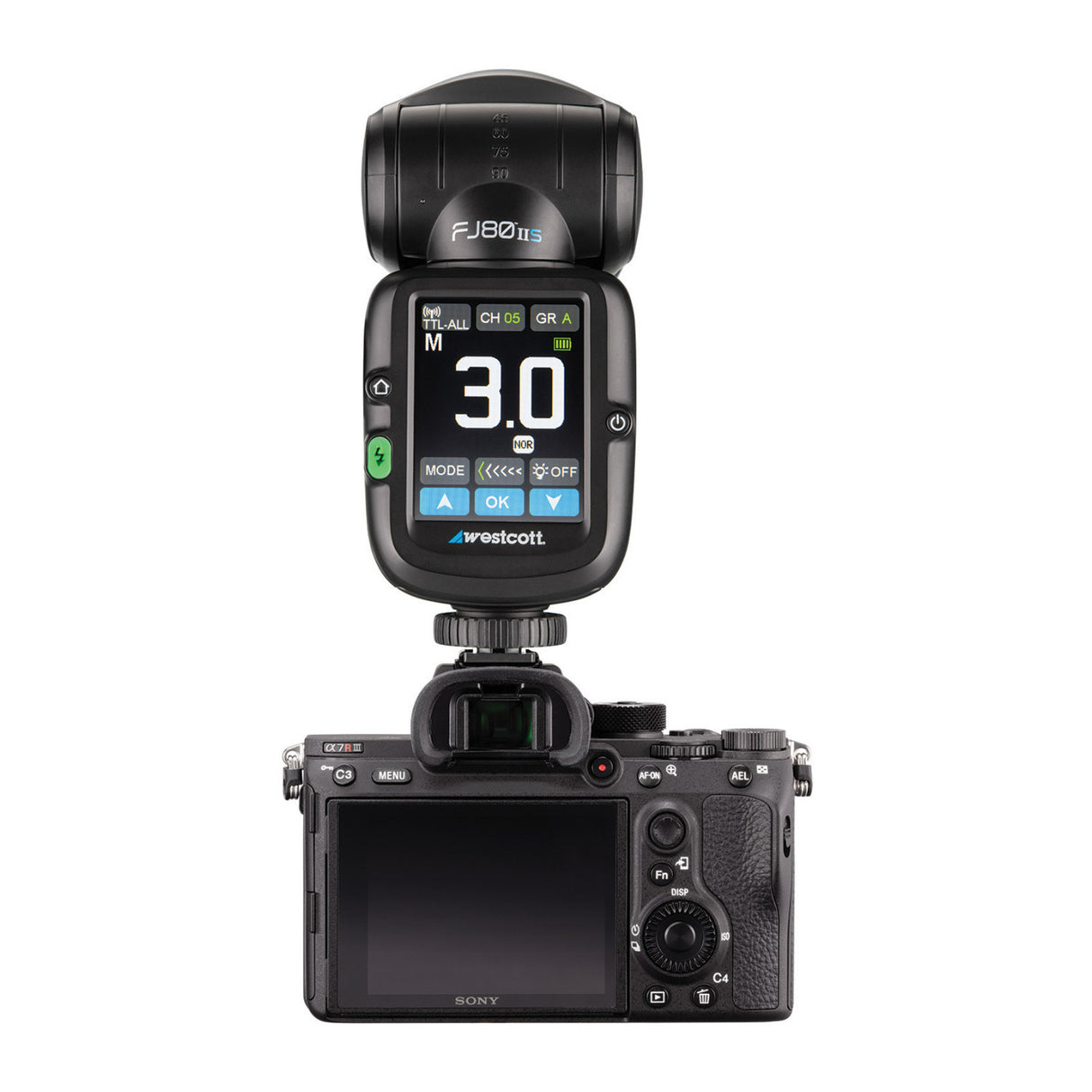 Westcott FJ80 II S Touchscreen 80Ws Speedlight with Sony Camera Mount with 7-Feet Umbrella Bundle