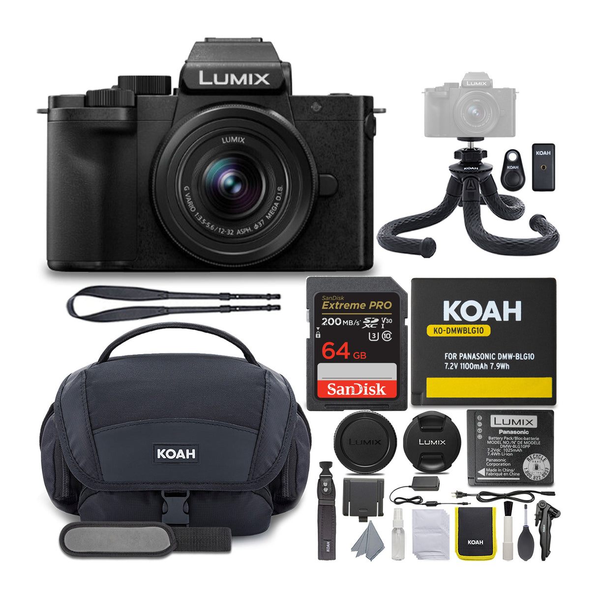 Panasonic DC-G100KK LUMIX G100 4K Mirrorless Vlogging Camera with 12-32mm Lens and 64GB SD Card Bundle