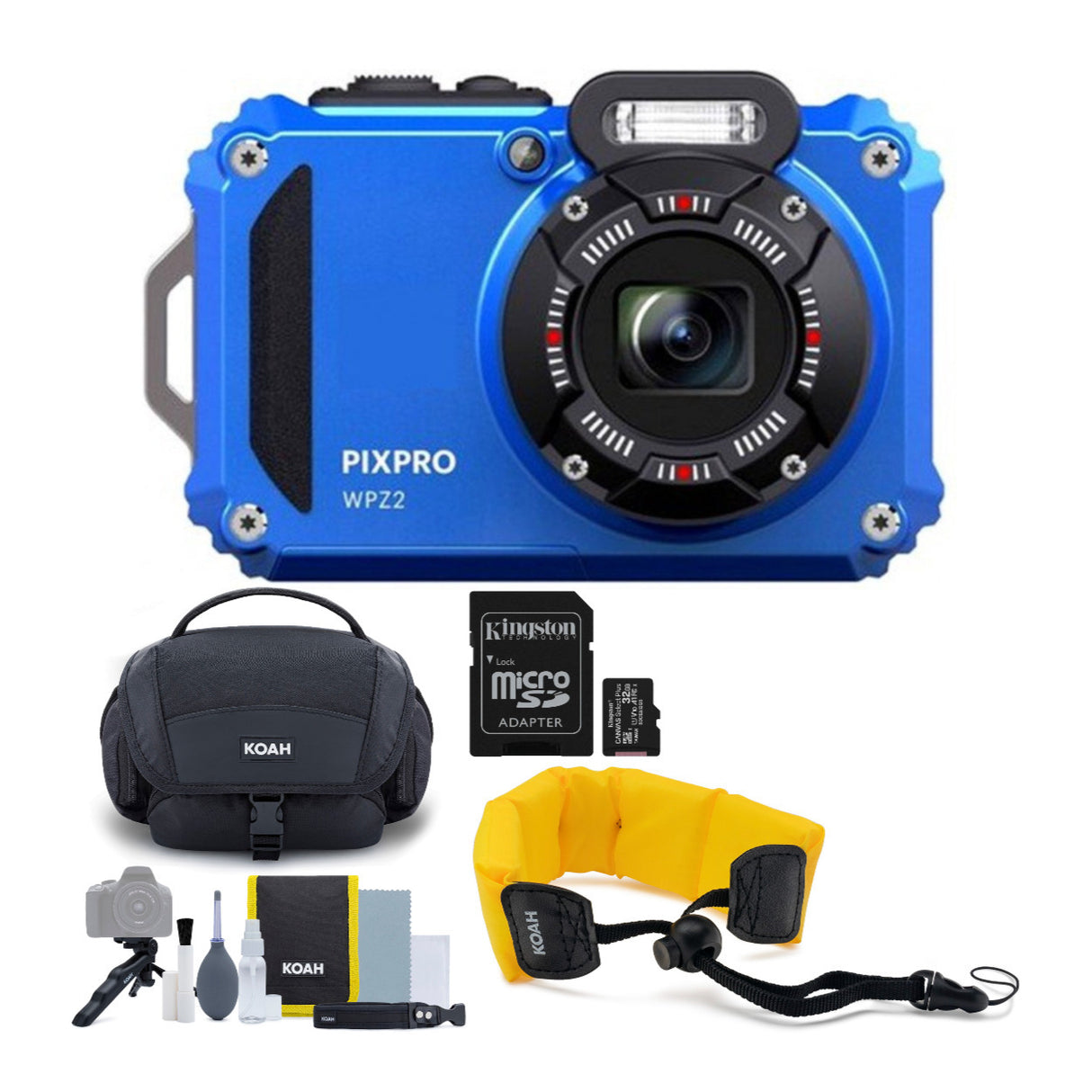 Kodak PIXPRO WPZ2 Rugged Waterproof 16MP Digital Camera with 4x Optical Zoom (Blue) Bundle