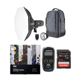 Westcott FJ400 Strobe 1-Light Backpack Kit with FJ-X3 M Wireless Trigger with Backdrop Boards Bundle