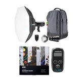 Westcott FJ200 Strobe 1-Light Backpack Kit and FJ-X3M Wireless Trigger with Backdrop Boards Bundle