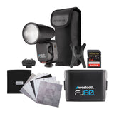 Westcott FJ80 II M Universal Touchscreen 80Ws Speedlight with Battery and Backdrop Boards Bundle
