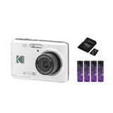 Kodak PIXPRO FZ45 Friendly Zoom Digital Camera (White) with 32GB SD Card and AA Batteries 4-Pack