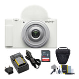 Sony ZV-1F Vlog Camera for Content Creators and Vloggers (White) with Holster Camera Case Bundle