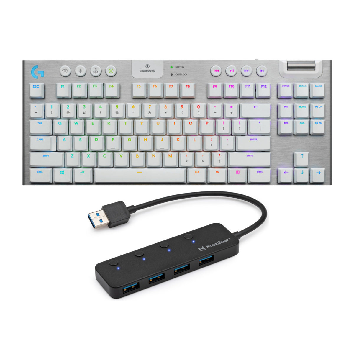 Logitech G915 TKL Tenkeyless Lightspeed Wireless RGB Mechanical Gaming Keyboard and USB 3.0 Hub