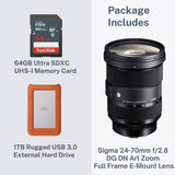 Sigma 24-70mm f/2.8 DG DN Lens for Sony E-Mount with Memory Bundle