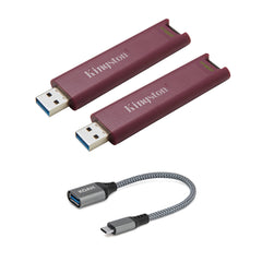 Kingston DataTraveler Max Type-A 256GB High Performance USB Flash Drive (2-pack) with USB-C adapter