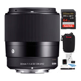 Sigma 30mm f/1.4 DC DN Contemporary Prime Lens for Micro Four Thirds Bundle