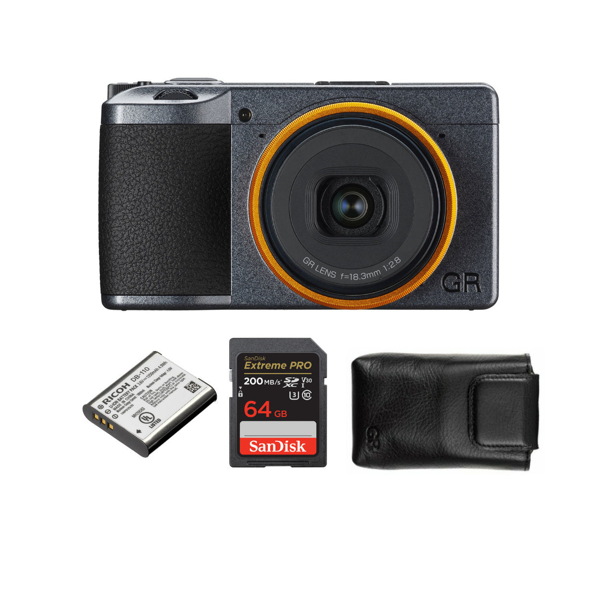 Ricoh GR III Street Edition Digital Camera with Soft Case, 64 GB Memory Card, and Spare Battery
