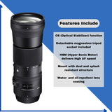 Sigma 150-600mm f/5-6.3 DG OS HSM Contemporary Lens for Nikon with USB Dock and 64GB SD Cards Bundle