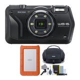 Ricoh WG-6 Digital Camera (Black) with 1 TB Portable Hard Drive, Gadget Bag with Accessory Kit