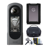 Ricoh THETA X 360-Degree Camera with 5 TB Portable Hard Drive, Gadget Bag with Accessory Kit