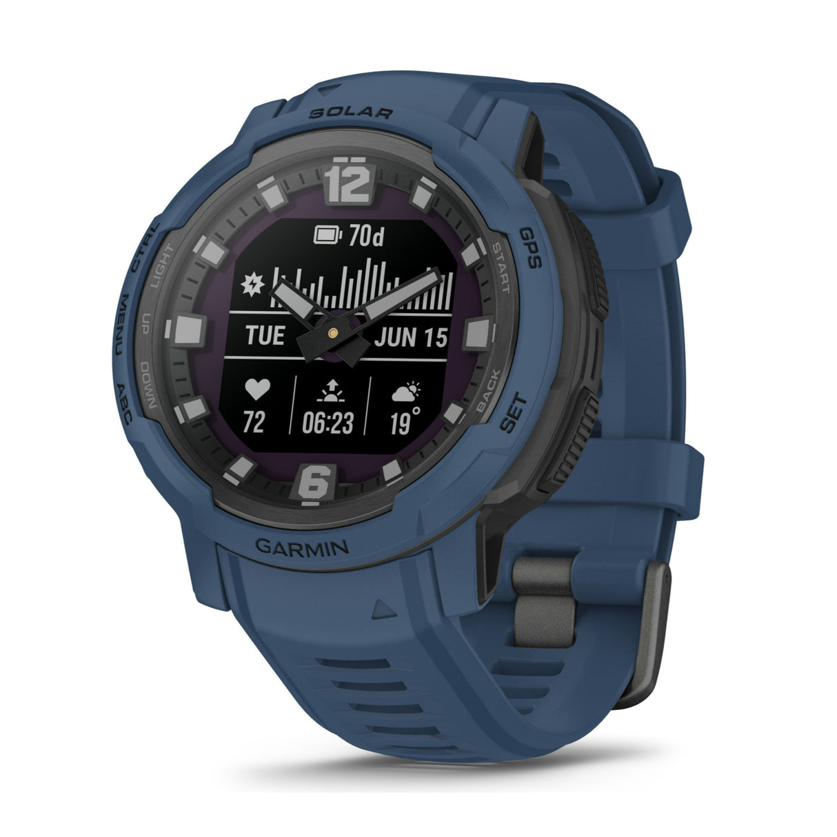 Garmin Instinct Crossover Solar Standard Edition Hybrid Smartwatch (Tidal Blue)
