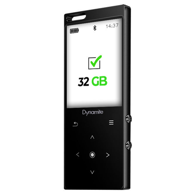 Samvix Dynamite 32GB Kosher MP3 Player with Bluetooth, Touch Buttons, and Voice Recorder (Black)