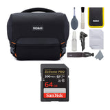 Koah Roebling Street Camera System Gadget Bag with Accessory, Cleaning Kit with SanDisk 64GB SD Card