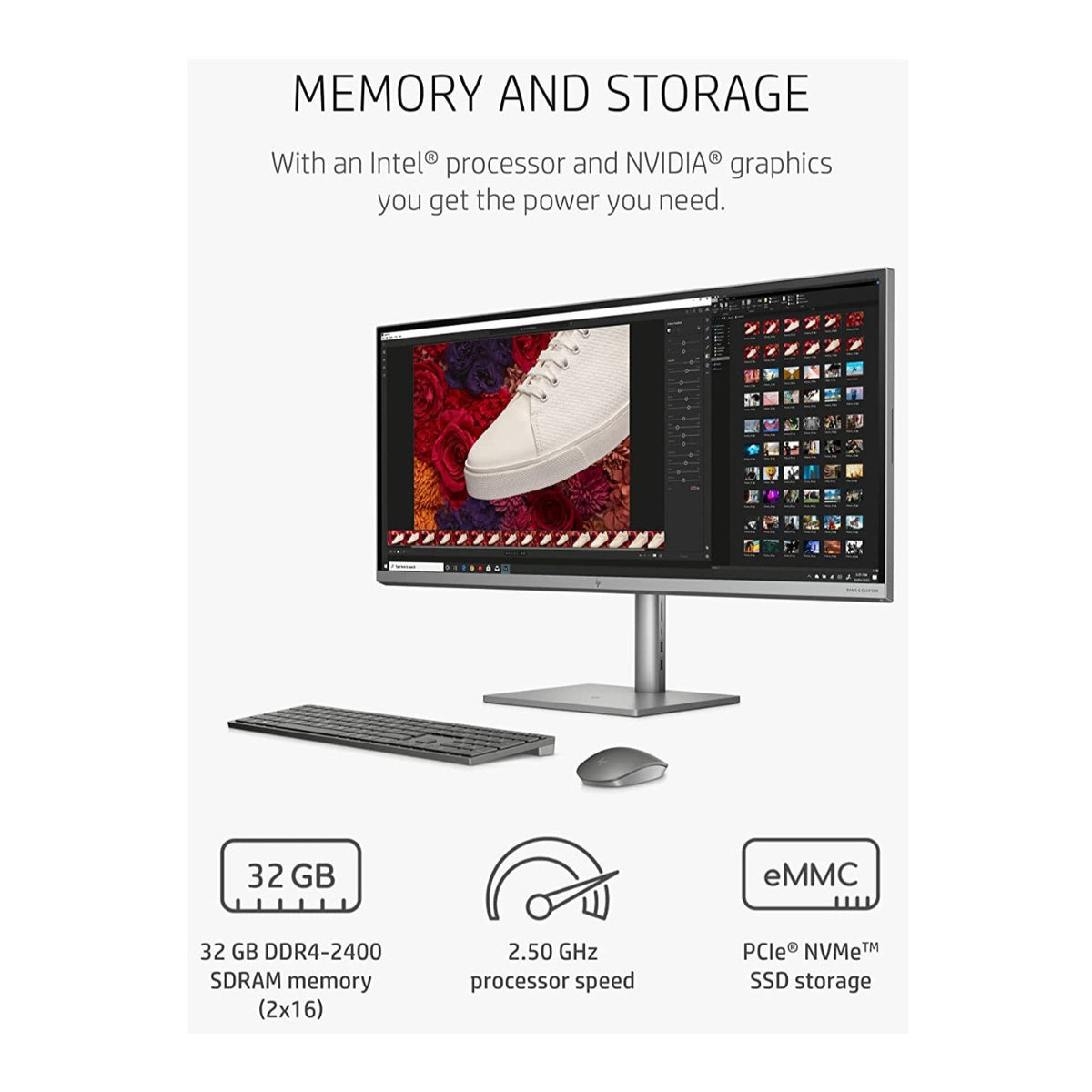 HP Envy 34" All-in-One Desktop, 32GB RAM, 512GB SSD, NVIDIA GTX 1650, WUHD Display (Certified Refurbished)