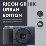 RICOH GR IIIx Urban Edition Digital Camera with Case, 64GB Memory Card, and Spare Battery
