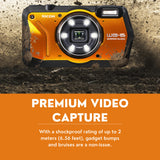 Ricoh WG-6 Digital Camera (Orange) with Extra Battery, 64 GB Memory Card, and Accessory Kit