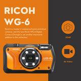 Ricoh WG-6 Digital Camera (Orange) with Extra Battery, 64 GB Memory Card, and Accessory Kit