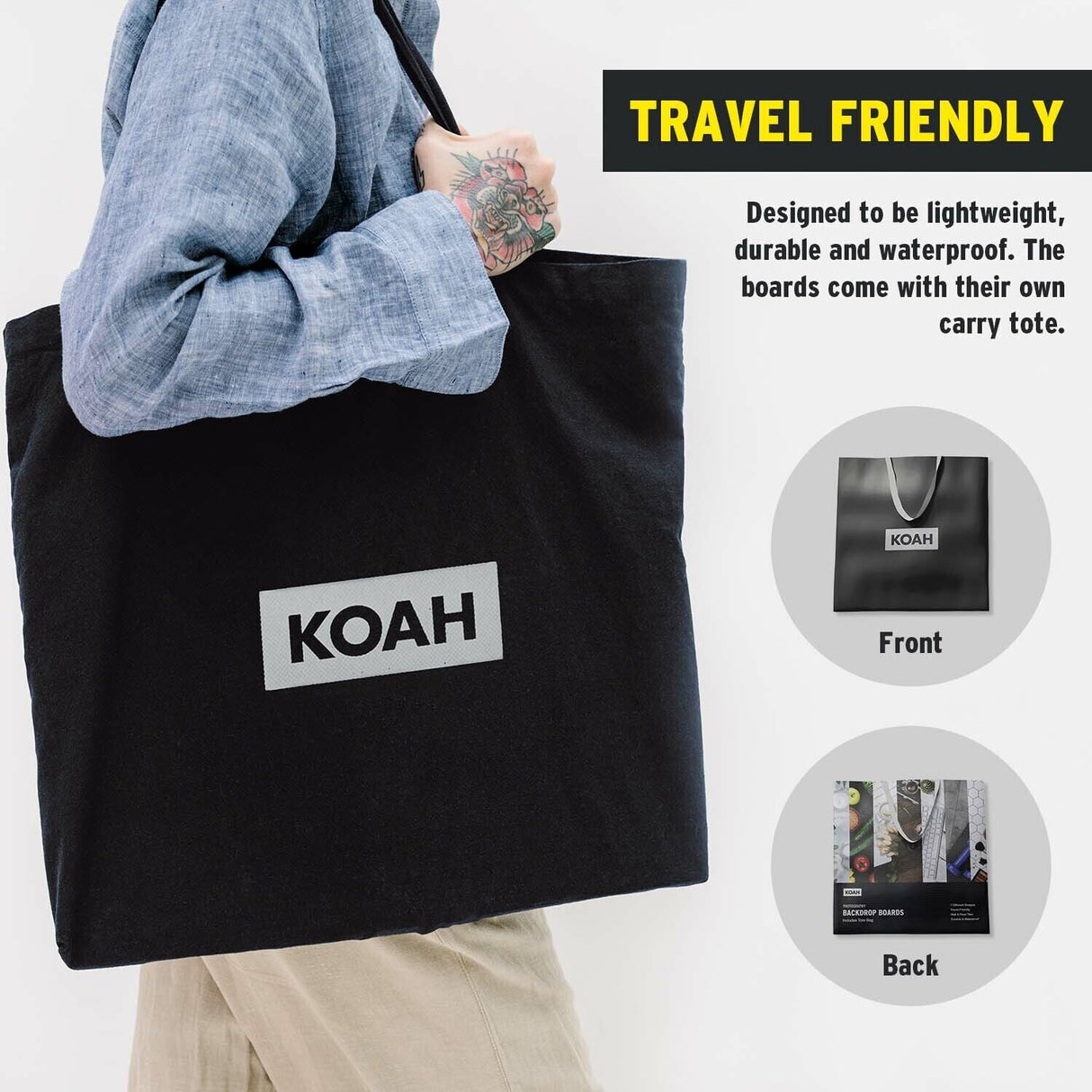 Koah Photography Backdrop Boards with Tote Bag (13 x 13-Inch Set with 7 Designs)