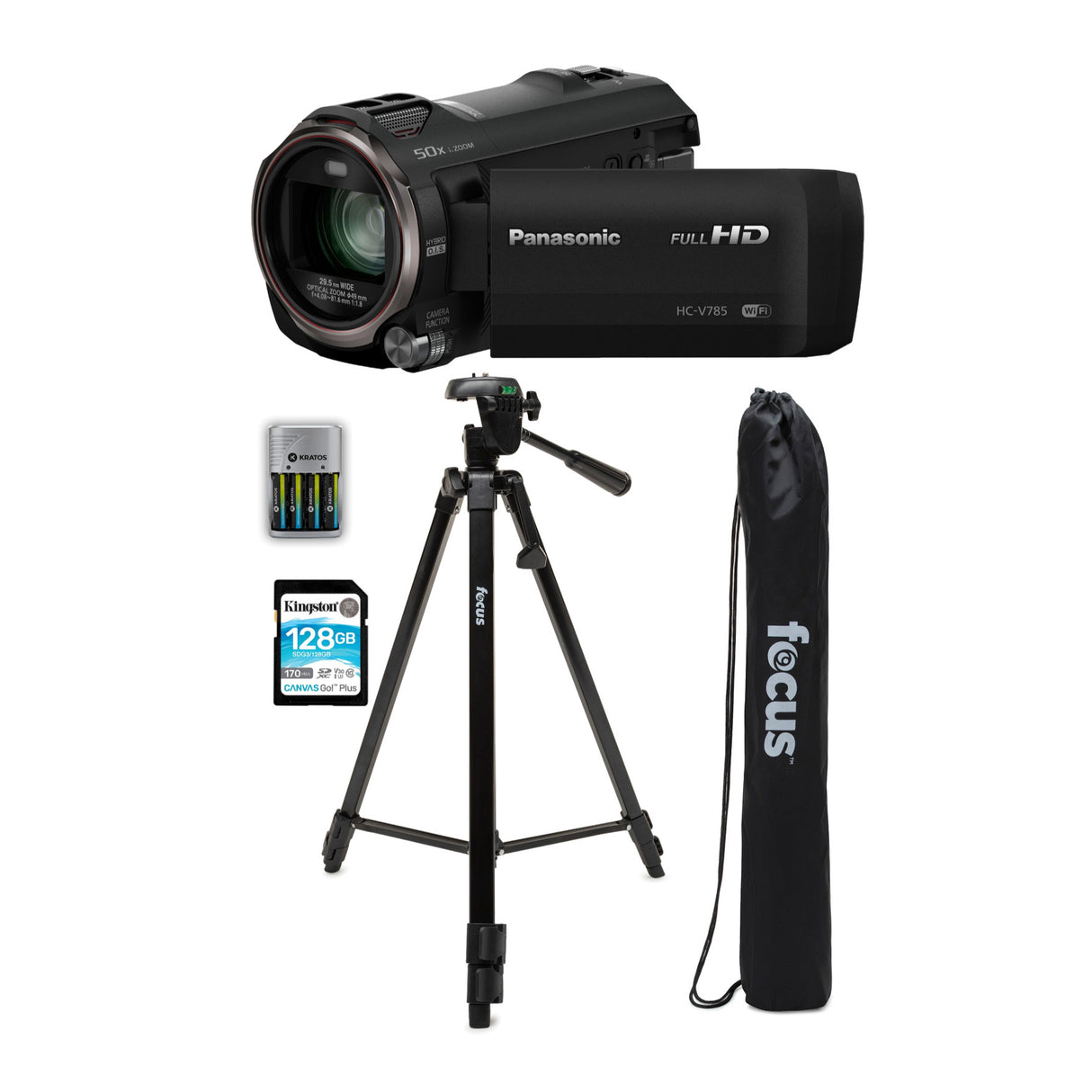 Panasonic HC-V785K Full HD Video Camera Camcorder with 20x Optical Zoom with Tripod Stand Bundle