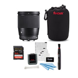Sigma 16mm f/1.4 DC DN Contemporary Lens for Sony with Accessory Bundle
