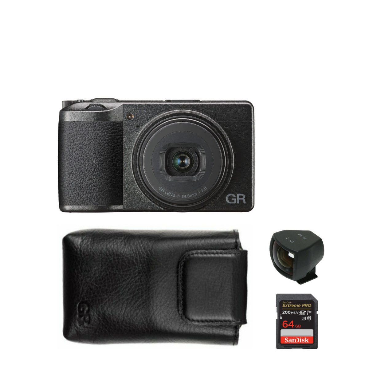 Ricoh GR III Premium Compact Digital Camera with GV-1 External Viewfinder, Case Bundle