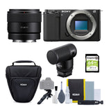Sony Alpha ZV-E10 APS-C Vlog Camera (Black) with 11mm F1.8 Lens Bundle Content Creator Kit (5 Items)