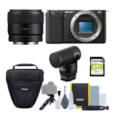 Sony Alpha ZV-E10 APS-C Vlog Camera (Black) with 11mm F1.8 Lens Bundle Content Creator Kit (5 Items)