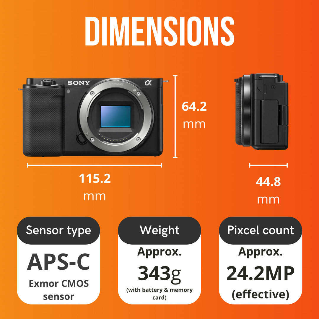 Sony Alpha ZV-E10 APS-C Vlog Camera (Black) with 11mm F1.8 Lens Bundle Content Creator Kit (5 Items)
